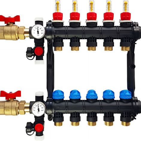 Collecteur synthèse 9 circuits + raccords pour tube 16mm + purgeurs autofinition matique