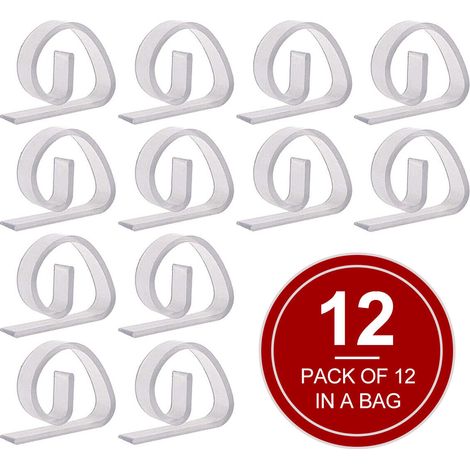Pince à nappe 12 pièces, portable, durable, support pour jupe de table/nappe en plastique ABS transparent (1/5)