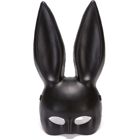 Lapins Oreilles Masque Demi-Visage Écologique PVC Fête Costume Noir Mat (1/5)