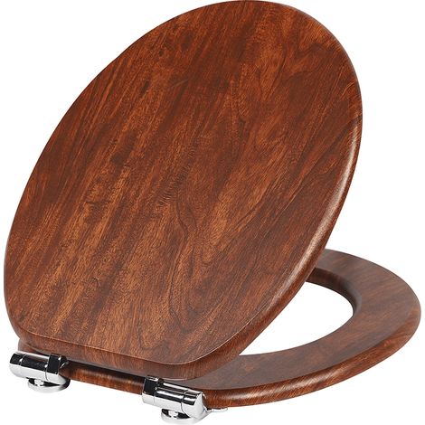 Abattant de toilette en MDF avec fermeture amortie, aspect bois brun foncé (1/5)