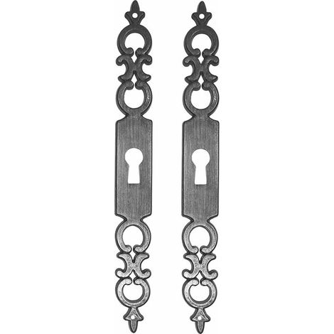 – Lot de 2 entrées de clé régence en vieux fer – Style antique et rustique – Pour meubles anciens comme armoires et commodes (1/2)