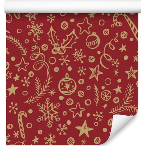 Papier peint rouge et orange de Noël pour salon et chambre 50x1000 (1/5)