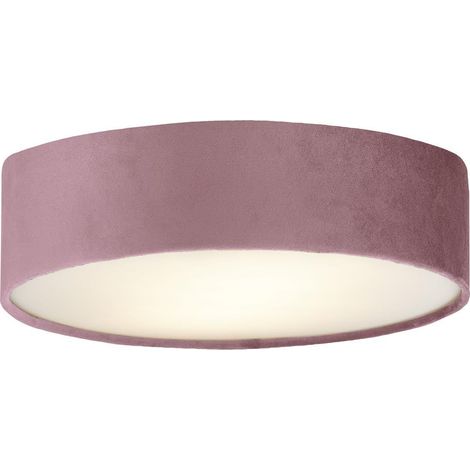 DRUM 3L Plafonnier structure métal abatjour velour Rose et diffuseur opale E27 max 3x60w diamètre 50cm (1/3)