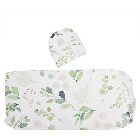 Gigoteuse bébé avec bonnet intégré, antichoc, douce et hypoallergénique, idéale pour les nouveau-nés, motif feuilles vertes. (1/5)