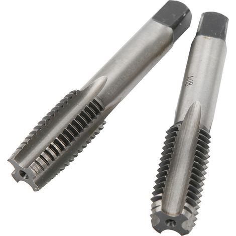Lot de 2 forets taraudés à main à goujure droite en acier au carbone, filetage métrique M18, pour bois, plastique et aluminium