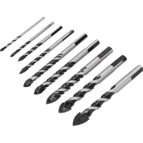 Forets carbure meches percage simple double alveole tuile verre plastique bois 9 pcs etui plastique (1/5)