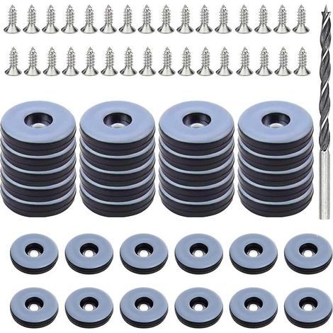 Teflon-Schraubgleiter Ø 30 mm, 32 runde PTFE-Möbelgleiter mit 12 Edelstahlschrauben und 1 Bohrer – Effektiver Schutz für Ihre Möbel, Stühle und Böden (1/5)