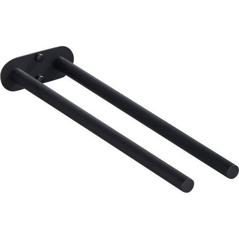 Porte-serviettes noir mat avec 2 bras pour salle de bain, cuisine, douche 40 cm (1/5)