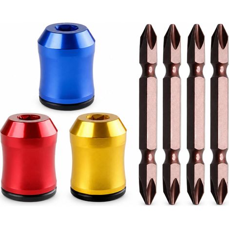 3 Pièces Screwdriver Head Magnetic Ring, Anneau Magnétique pour Tête de Tournevis avec 4 Embouts de Tournevis PH2, Universel Porte Embout Magnetique, pour Forets Outils Électriques (1/5)