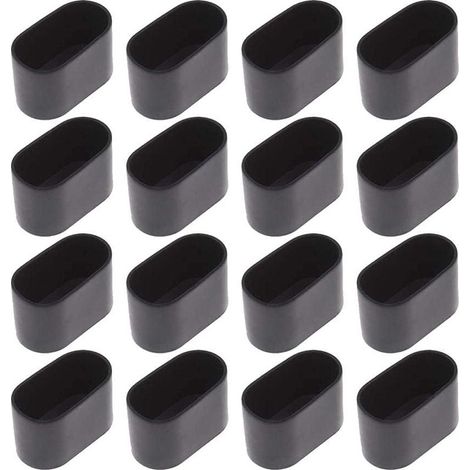 16 pcs Chaise Jambe Cap Chaise Jambe Protection Sol Protection Pied Caps pour Chaise Pliante Tube Ovale, en Plastique (Noir16 pièces / 20x40mm) (1/5)