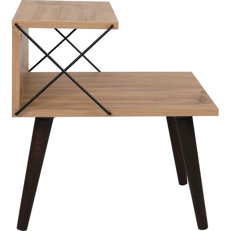 Chevet 50x40x55 cm naturel et pieds en bois noir (1/8)