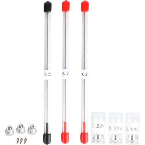 Capuchons de buse d’aérographe compatibles – 0,2 / 0,3 / 0,5 mm – lot de pièces de rechange en laiton pour pulvérisateurs professionnels