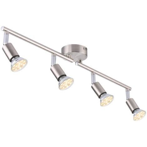 Plafonnier LED 4 Spots orientables, Argent 4 x 4W GU10 Barre Spot Plafond LED Eclairage intérieur pour Salon Salle à Manger Cuisine Couloir [Classe énergétique A] (1/5)