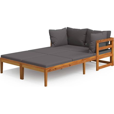 Maison Exclusive - Sonnenliegen mit Dunkelgrauen Kissen 2 Stk. Ak (1/5)