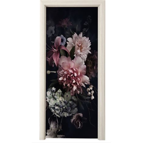 PEGATINA DE PUERTA Flores - Vintage - Pastel - Rosa - Blanco Cuadros Para Dormitorio (1/5)
