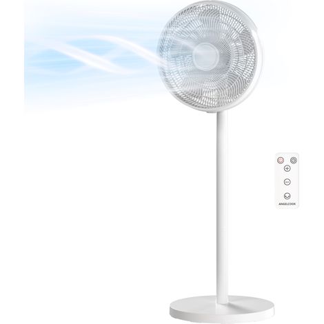 Ventilador de pie con control remoto 4 velocidades oscilación 80° temporizador 10H pantalla LED blanco altura ajustable