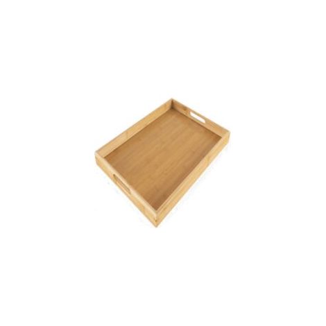 Grand plateau de service en bambou avec poignées plates, réutilisable, pour cuisine et service – format 35 × 22 cm (1/5)