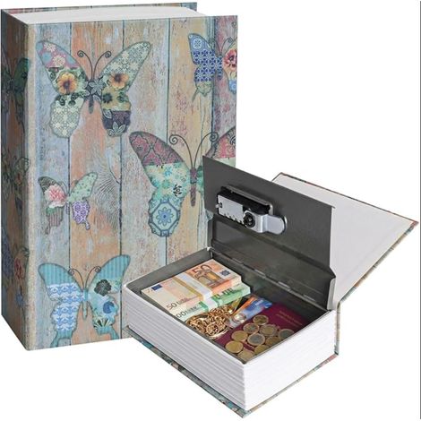 Coffre Fort Livre Coffre Fort Discret Serrure Combinaison Argent Clé Bijoux Objets Valeur 18x11.5x5.5 cm Bleu (1/5)