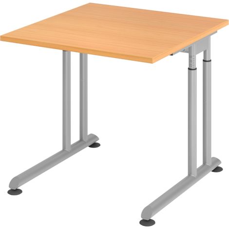 bümö Schreibtisch Serie-Z Quadrat: 80 x 80 cm  Buche Silber