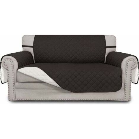 Doppelseitiger Sofabezug, wasserdichter Doppelsofabezug, Möbelschutz mit Gummiband, geeignet für Haustiere, Kinder, Hunde und Katzen (Doppelsofa, schwarz) (1/5)