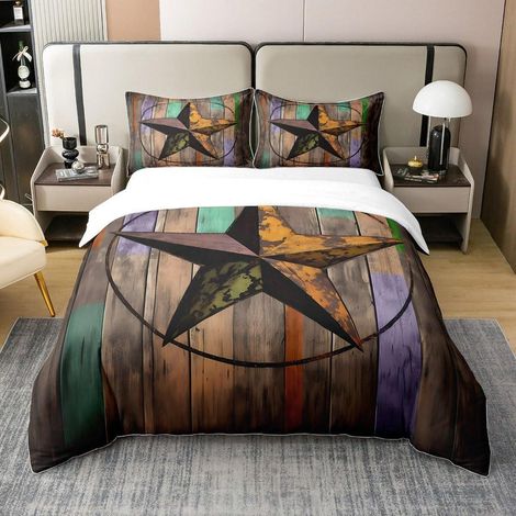 Bettwäsche-Set 135x200cm 100% Baumwolle mit Sternenmuster im Vintage-Stil