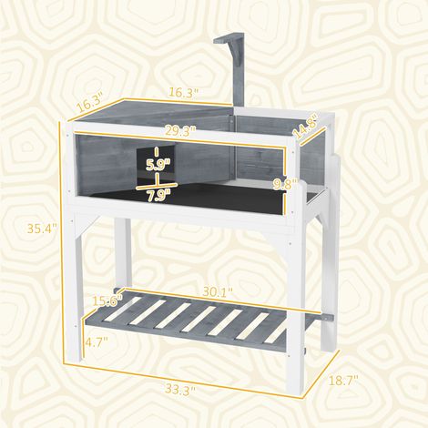 Enclos en bois gris pour tortues, avec étagère de rangement, fenêtres transparentes, couvercle ouvrant et support de lampe pour le soin des tortues. (1/5)