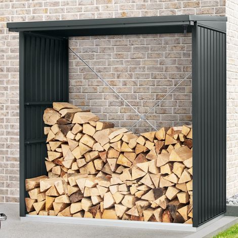 Hörmann Ecostar Metall Kaminholzregal Trend Typ 2, 181 x 103 cm, anthrazit, 181 x 103 x 198 cm (T x B x H) (1/5)