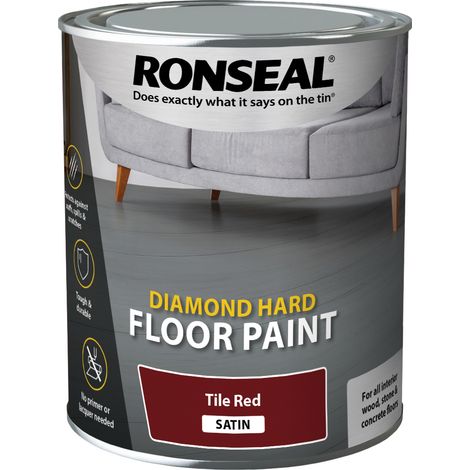 Ronseal Diamond Hard Floor Paint - Satin - Tile Red - 750ml