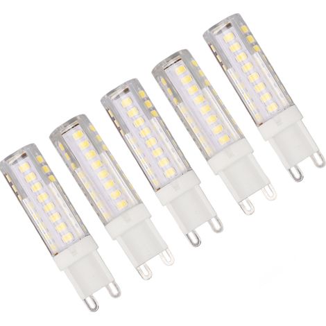 Lot de 5 ampoules LED G9 7W à intensité variable, haute luminosité, économie d'énergie, culot G9 à deux broches, 220V (1/5)