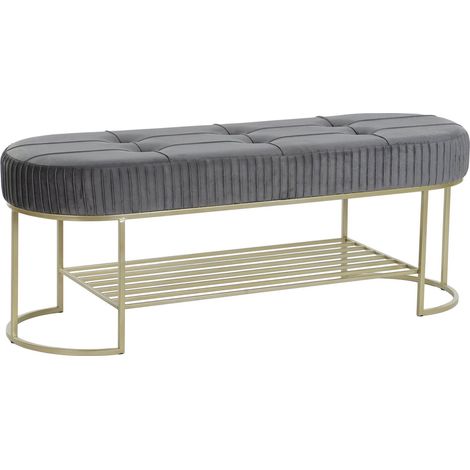 Banc élégant gris or pour une entrée stylée et confortable - Gris plombé harmonisé à doré chic (1/5)