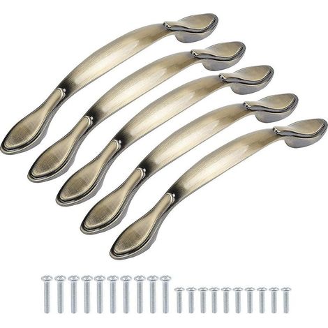 Pack of 10 arched furniture door handles 13cm long (center hole 9.7cm) green bronze 96mm (1/5)