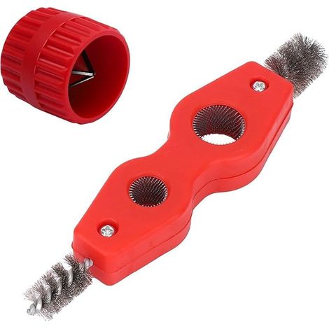 4-in-1 Double Universel ébavureur pour Tuyaux et ébavureur Antidérapant Intérieur et Extérieur, Rouge Ebavureur Cuivre, Nettoyeur Tuyau Cuivre pour Tuyaux en Cuivre, Aluminium, Plastique (1/5)