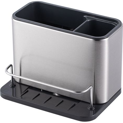 Lntyq Rangement évier, Porte Eponge Evier Cuisine en Acier Inoxydable, Support pour Éponge avec bac de récupération, Porte-ustensiles de Cuisine Porte-éponge Cuisine Amovible évier Organisateur