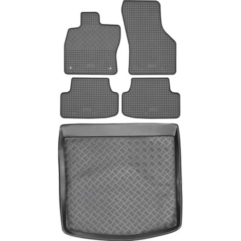 Set di tappetini in gomma per auto e tappetino per bagagliaio per Seat Leon III ST Kombi dal 2014 al 2020.