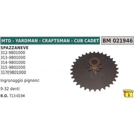 Piñón 9 - 32 dientes MTD CRAFTSMAN CUB CADET 312-9801000