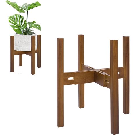 Support pour plantes en bambou réglable - Porte-plantes d'intérieur de style moderne - Base stable convenant aux pots de 20 à 30 cm (pot et plante non inclus) (1/5)