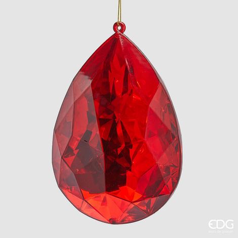 EDG Enzo De Gasperi Decoro Diamante Goccia di Natale da Appendere H 23 Cm L 16 Cm L 10 Cm Pp Red