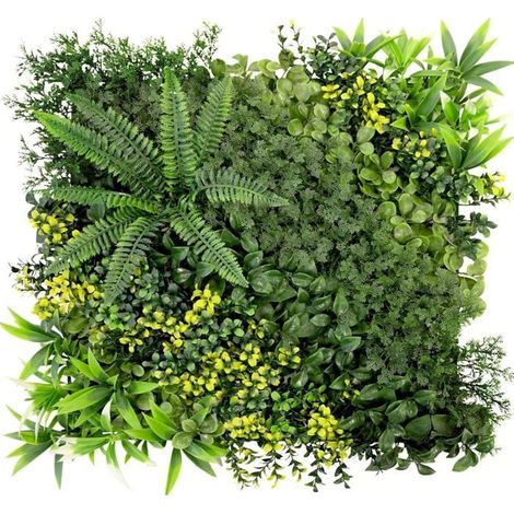 Mur végétal artificiel 1 panneau 50x50cm Plastique résistant aux UV Décoration intérieure/extérieure Vert réaliste (1/5)