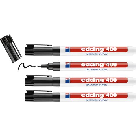 Lot de 4 Marqueurs permanents Edding 400 Noir - Pointe fine