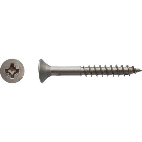 100 Vis Bois Tête Fraisée Pozidriv F/Partiel 6 x 110 mm - Inox A4 - D-Work