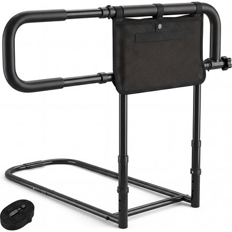 Barrière de lit pliante noire pour seniors avec hauteur et largeur réglables et poche amovible pour chambre et maison de retraite (1/5)