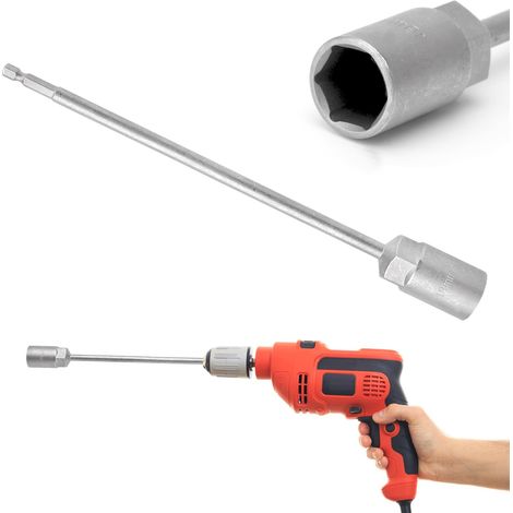 Manivelle de Caravane pour Tournevis Sans fil (25cm) avec Ecrou (19 mm), Déplaceur pour Crics de Caravane, Manivelle de Camping-car, pour Cric de Camping-car, Perceuse Electrique à Main (1/5)