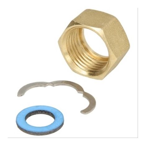 Raccord à vis F pour flexible inox solaire avec écrou, bague et joint 1''1/4