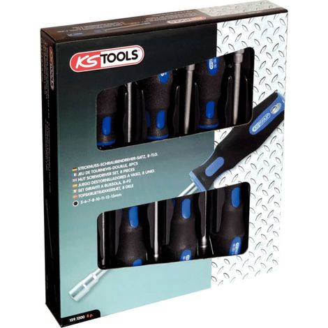 KS Tools 159.1200 Serie di Giraviti a Bussola Ergotorqueplus, 8 Pezzi, 5-13 mm (1/2)