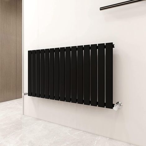 600 x 1020mm Single Designer Flat Panel Central Heating Radiator MATT BLACK (1/5)