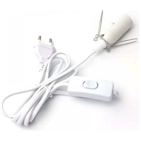 Câble pour lampe à sel avec interrupteur - E14-1,8 m - Douille pour lampe de sel, Blanc (1/4)