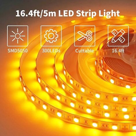 Ruban LED 5M Jaune, 12V Bande LED SMD5050 (1/4)
