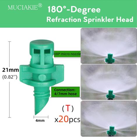 Pipette d'irrigation réglable à 90/180/360°, micro-buse pour arrosage de jardin, buse rotative, pulvérisateur à brouillard avec compensation de diamètre de tuyau 4/7 mm (1/5)