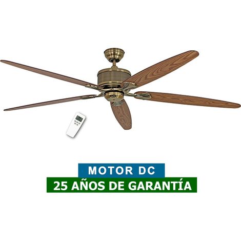 Casafan – Ventilateur de plafond 518080 – 180 cm – 5 pales réversibles chêne antique/noyer – Télécommande – Fonction été/hiver – Ultra silencieux