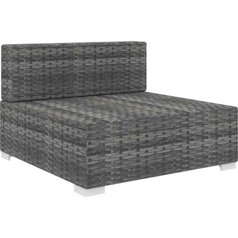 Seduta Centrale Modulare con Cuscini in Polyrattan Grigio (1/5)